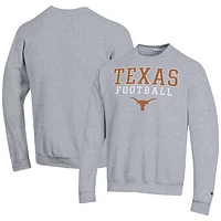 Men's Champion Heather Gray Texas Longhorns Football Stacked Pullover Sweatshirt