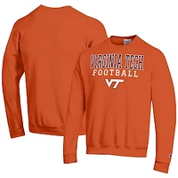Men's Champion Orange Virginia Tech Hokies Football Stacked Pullover Sweatshirt