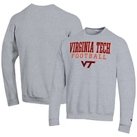 Men's Champion Heather Gray Virginia Tech Hokies Football Stacked Pullover Sweatshirt