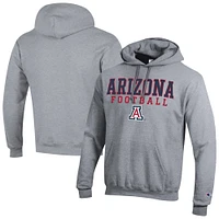 Men's Champion Heather Gray Arizona Wildcats Football Stack Pullover Hoodie