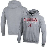 Men's Champion Heather Gray Alabama Crimson Tide Football Stack Pullover Hoodie