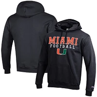 Men's Champion Miami Hurricanes Football Stack Pullover Hoodie