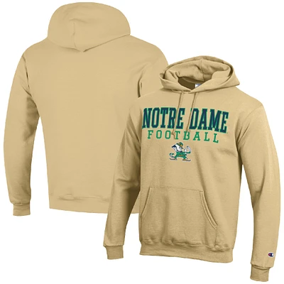 Men's Champion Gold Notre Dame Fighting Irish Football Stack Pullover Hoodie