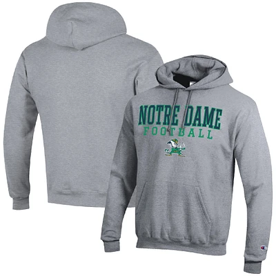 Men's Champion Heather Gray Notre Dame Fighting Irish Football Stack Pullover Hoodie