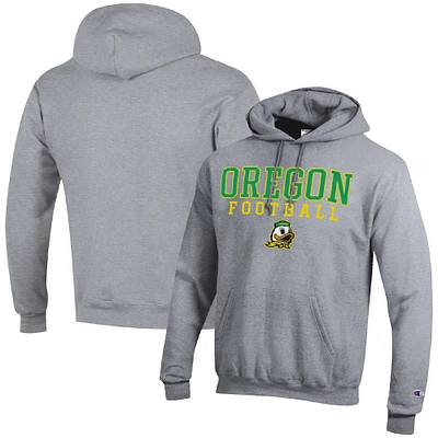 Men's Champion Heather Gray Oregon Ducks Football Stack Pullover Hoodie