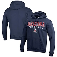 Men's Champion Navy Arizona Wildcats Football Stack Pullover Hoodie