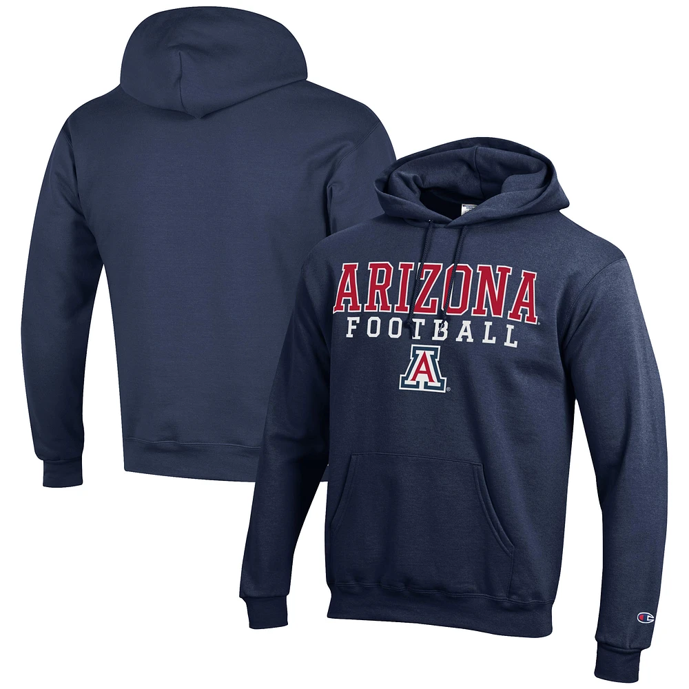 Men's Champion Navy Arizona Wildcats Football Stack Pullover Hoodie