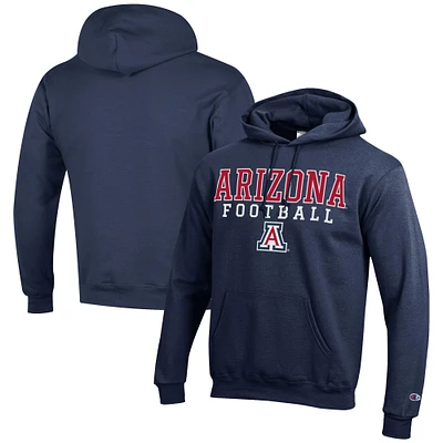 Men's Champion Navy Arizona Wildcats Football Stack Pullover Hoodie