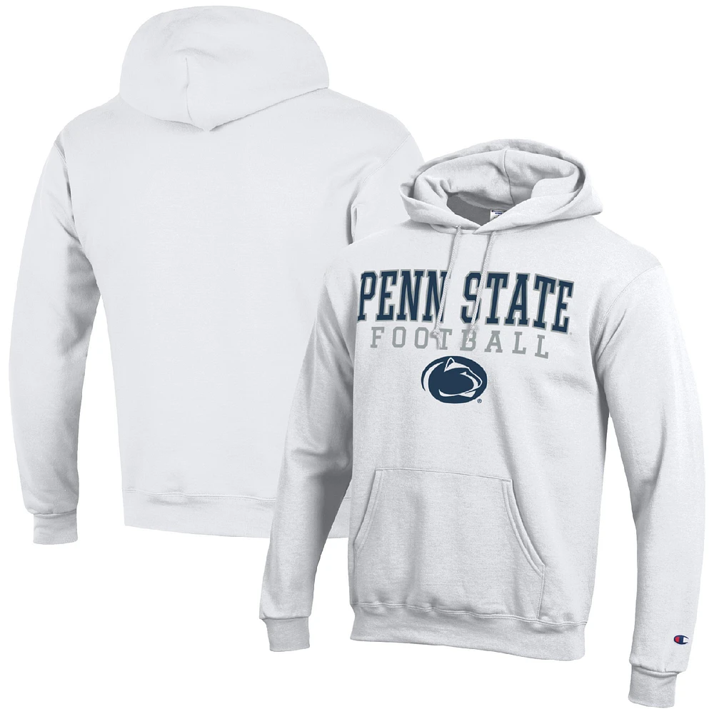 Men's Champion White Penn State Nittany Lions Football Stack Pullover Hoodie