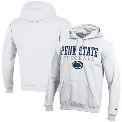 Men's Champion White Penn State Nittany Lions Football Stack Pullover Hoodie