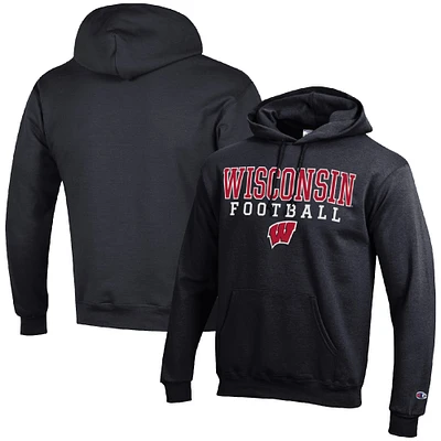 Men's Champion Wisconsin Badgers Football Stack Pullover Hoodie