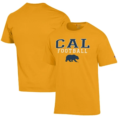 Men's Champion Gold Cal Bears Football Stack  T-Shirt