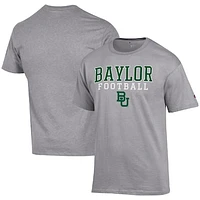 Men's Champion Heather Gray Baylor Bears Football Stack  T-Shirt