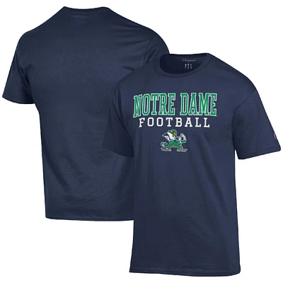 Men's Champion Navy Notre Dame Fighting Irish Football Stack  T-Shirt