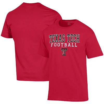 Men's Champion Red Texas Tech Raiders Football Stack  T-Shirt