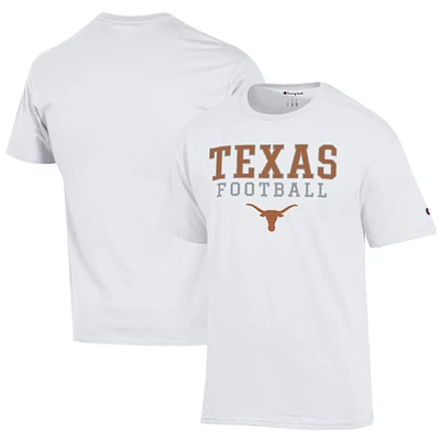 Men's Champion White Texas Longhorns Football Stack  T-Shirt