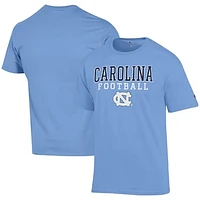 Men's Champion Carolina Blue North Tar Heels Football Stack  T-Shirt