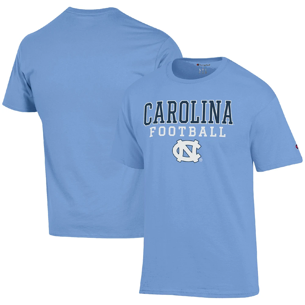 Men's Champion Carolina Blue North Tar Heels Football Stack T-Shirt