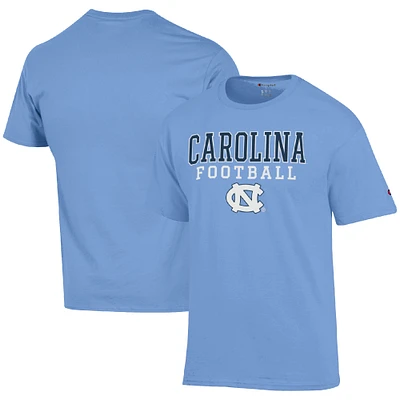 Men's Champion Carolina Blue North Tar Heels Football Stack  T-Shirt