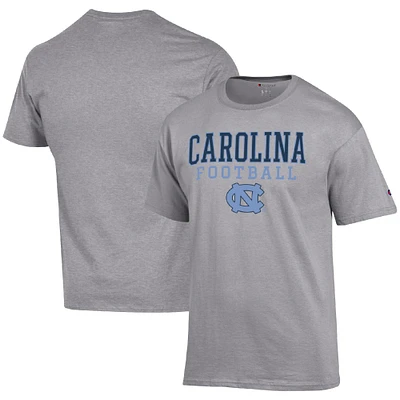 Men's Champion Heather Gray North Carolina Tar Heels Football Stack  T-Shirt