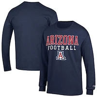 Men's Champion Navy Arizona Wildcats Football Stack Long Sleeve T-Shirt