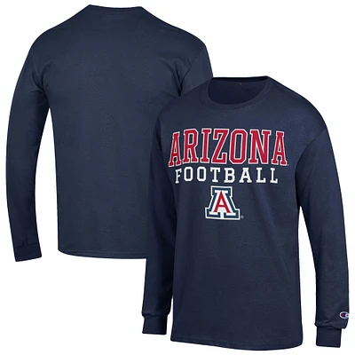 Men's Champion Navy Arizona Wildcats Football Stack Long Sleeve T-Shirt