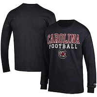 Men's Champion Black South Carolina Gamecocks Football Stack Long Sleeve T-Shirt