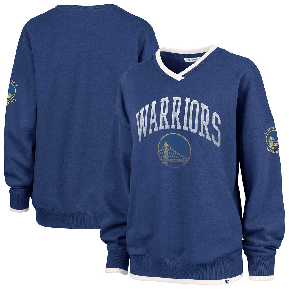 Women's '47  Blue Golden State Warriors Rise Wax Pack Daze '80s Oversize Pullover Sweatshirt