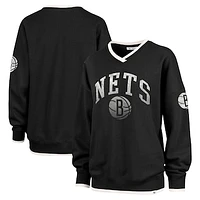 Women's '47  Black Brooklyn Nets Rise Wax Pack Daze '80s Oversize Pullover Sweatshirt