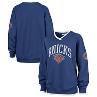 Women's '47  Blue New York Knicks Rise Wax Pack Daze '80s Oversized Pullover Sweatshirt