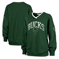 Women's '47  Hunter Green Milwaukee Bucks Rise Wax Pack Daze '80s Oversize Pullover Sweatshirt