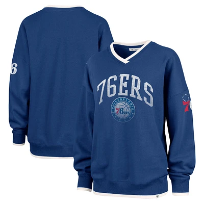 Women's '47  Royal Philadelphia 76ers Rise Wax Pack Daze '80s Oversize Pullover Sweatshirt