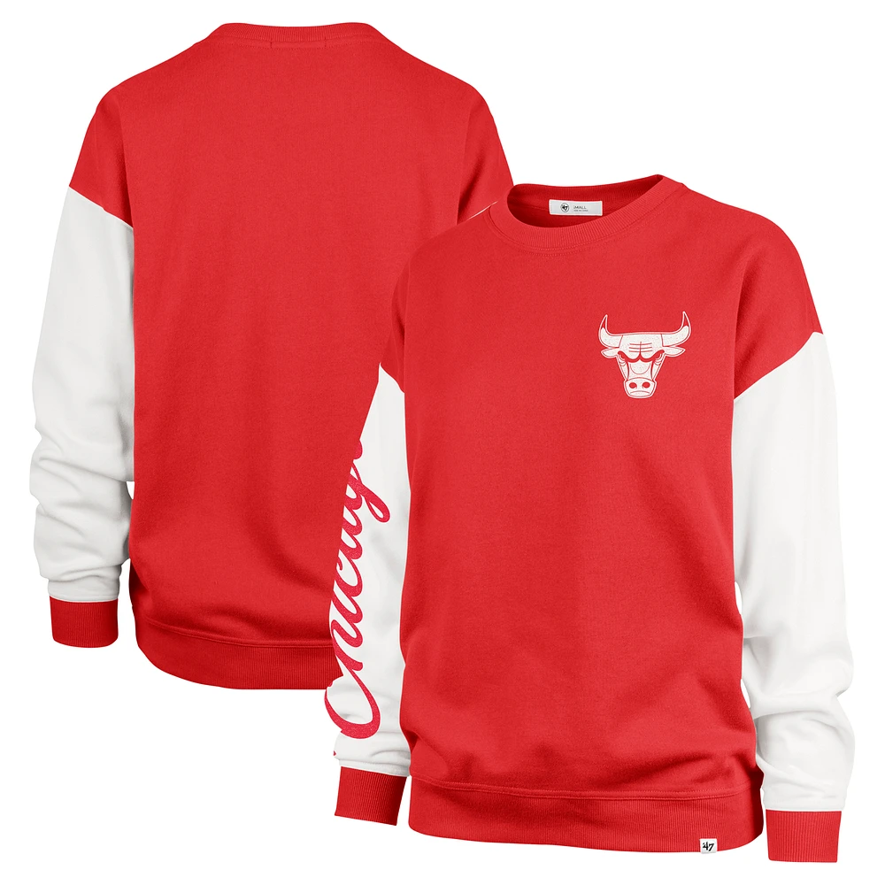 Women's '47 Red Chicago Bulls  Rise Andie Oversized Pullover Sweatshirt