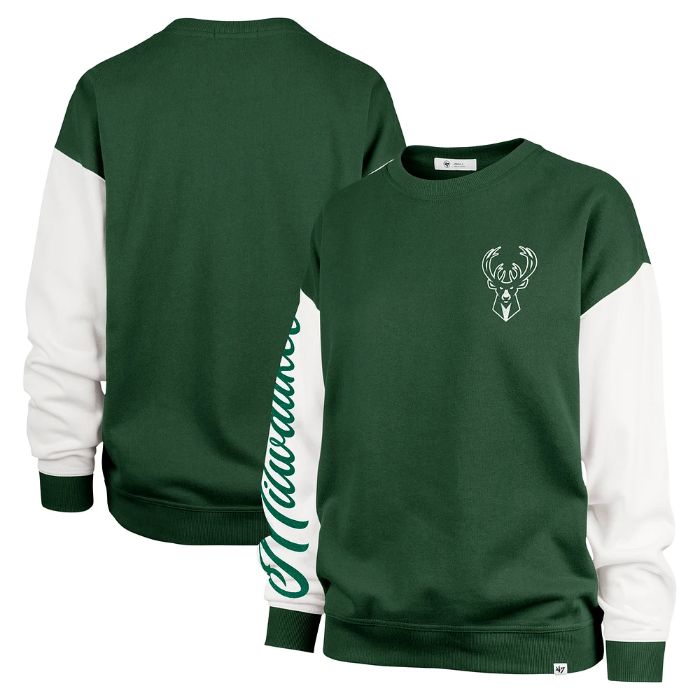 Women's '47 Hunter Green Milwaukee Bucks  Rise Andie Oversized Pullover Sweatshirt