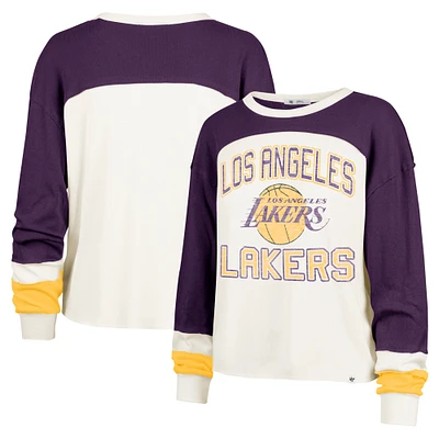 Women's '47  Cream Los Angeles Lakers Curve Raglan Long Sleeve T-Shirt