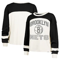 Women's '47  Cream Brooklyn Nets Curve Raglan Long Sleeve T-Shirt