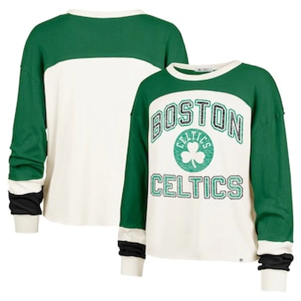 Women's '47  Cream Boston Celtics Curve Raglan Long Sleeve T-Shirt