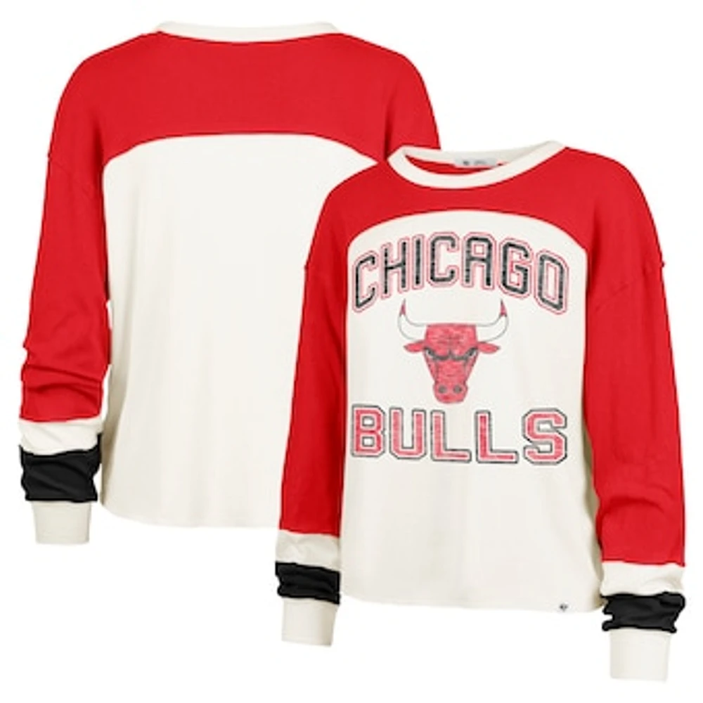 Women's '47  Cream Chicago Bulls Curve Raglan Long Sleeve T-Shirt