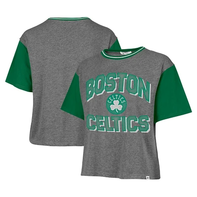 Women's '47  Gray Boston Celtics Rise Clubhouse Ziggy Color Block T-Shirt