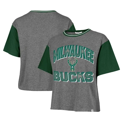 Women's '47  Gray Milwaukee Bucks Rise Clubhouse Ziggy Color Block T-Shirt