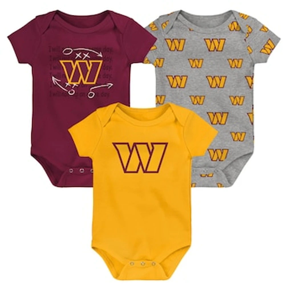 Newborn & Infant Washington Commanders Team Starter 3-Pack Bodysuit Set