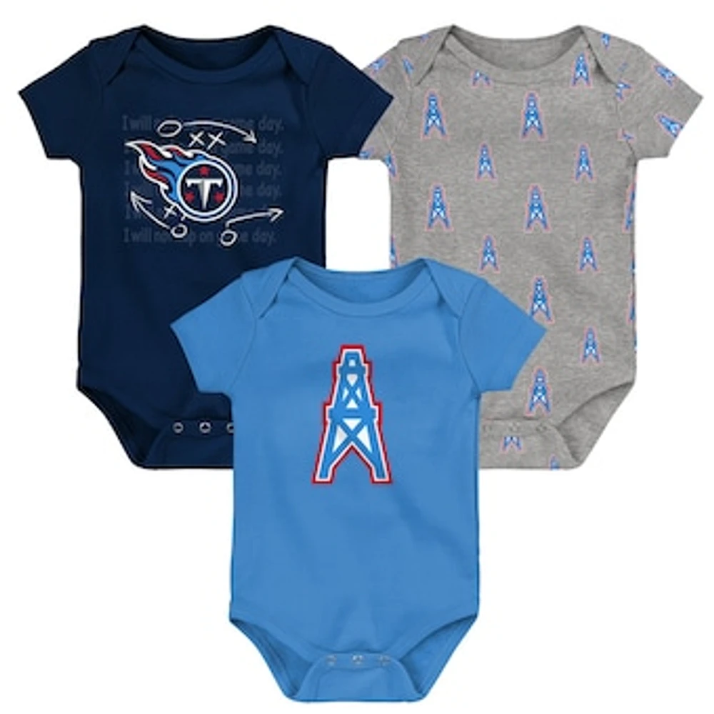 Newborn & Infant Tennessee Titans Oilers Throwback Team Starter 3-Pack Bodysuit Set