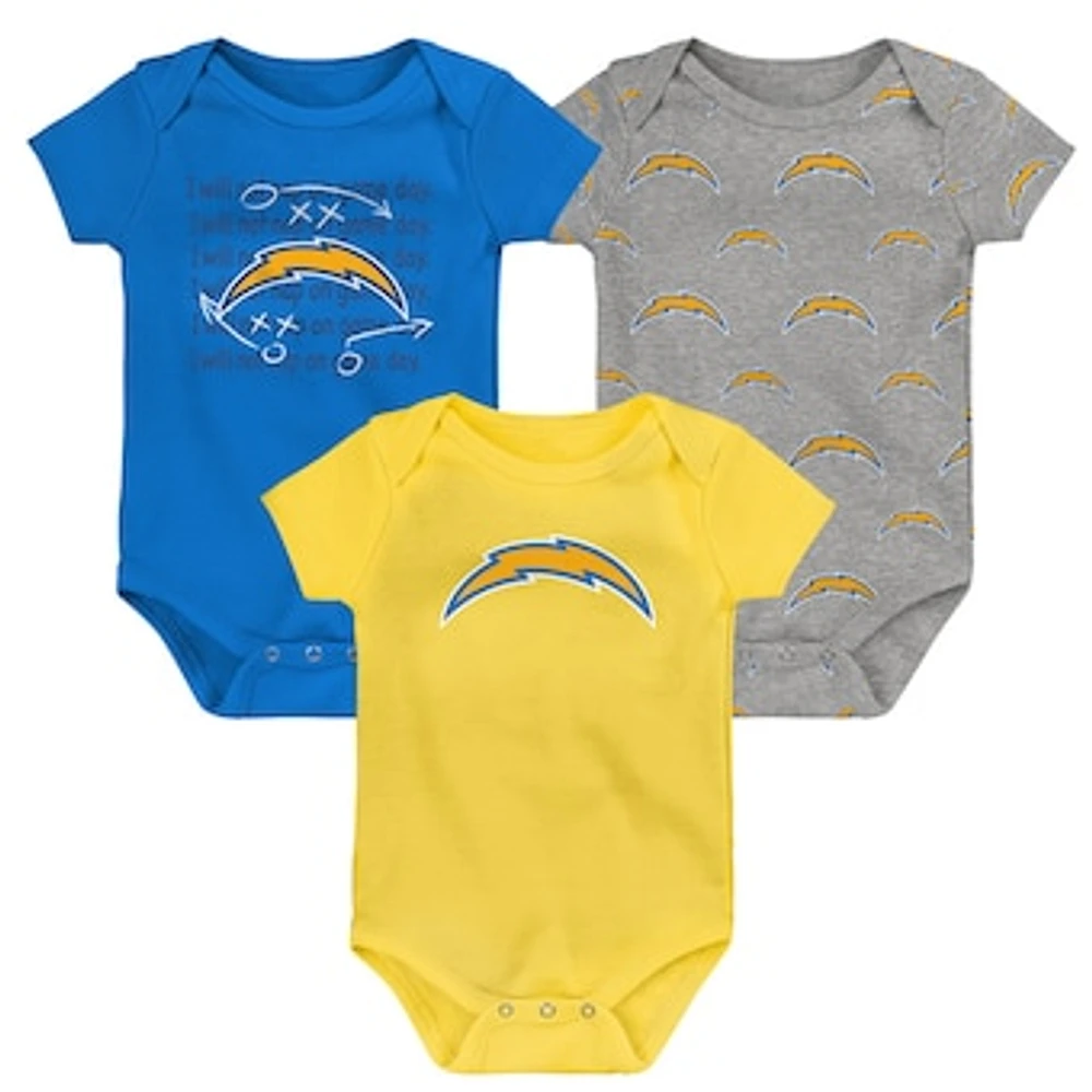 Newborn & Infant Los Angeles Chargers Team Starter 3-Pack Bodysuit Set