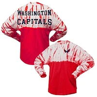 Unisex Spirit Jersey Red Washington Capitals Crystal Half Dye Long Sleeve T-Shirt