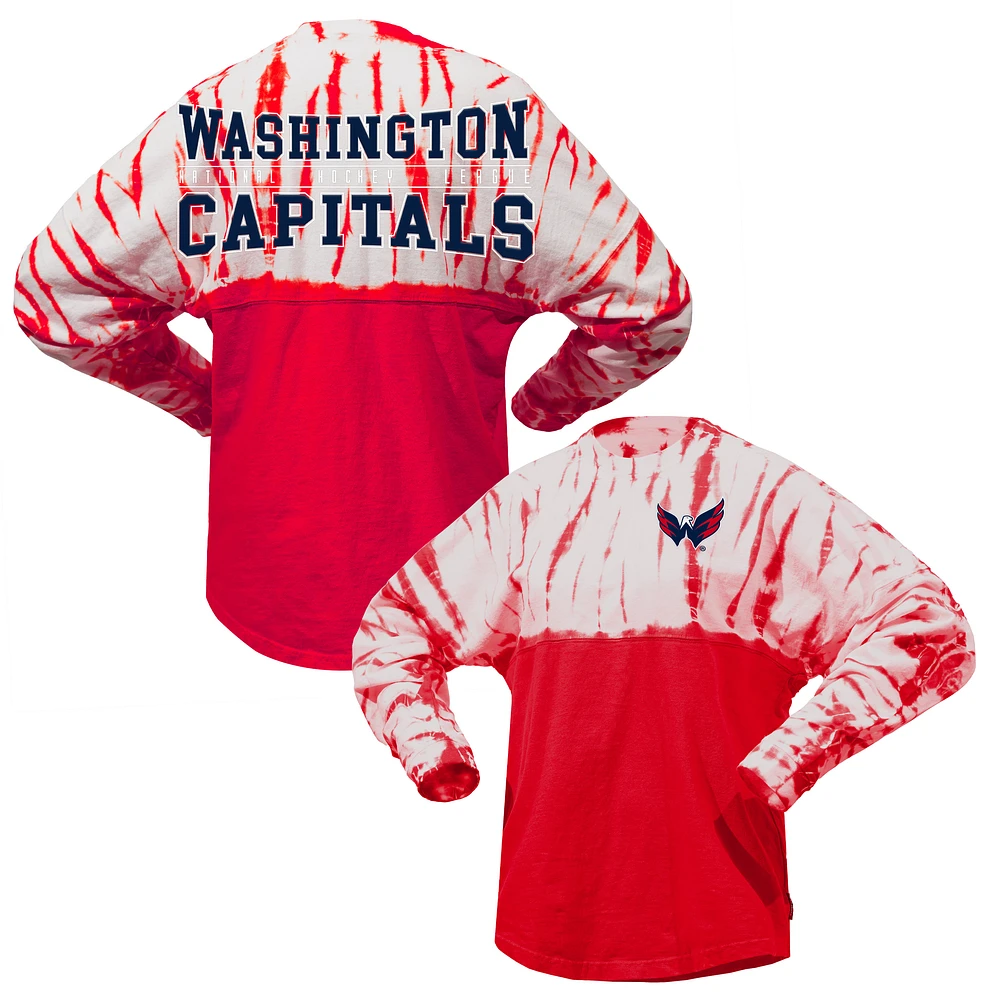 Unisex Spirit Jersey Red Washington Capitals Crystal Half Dye Long Sleeve T-Shirt