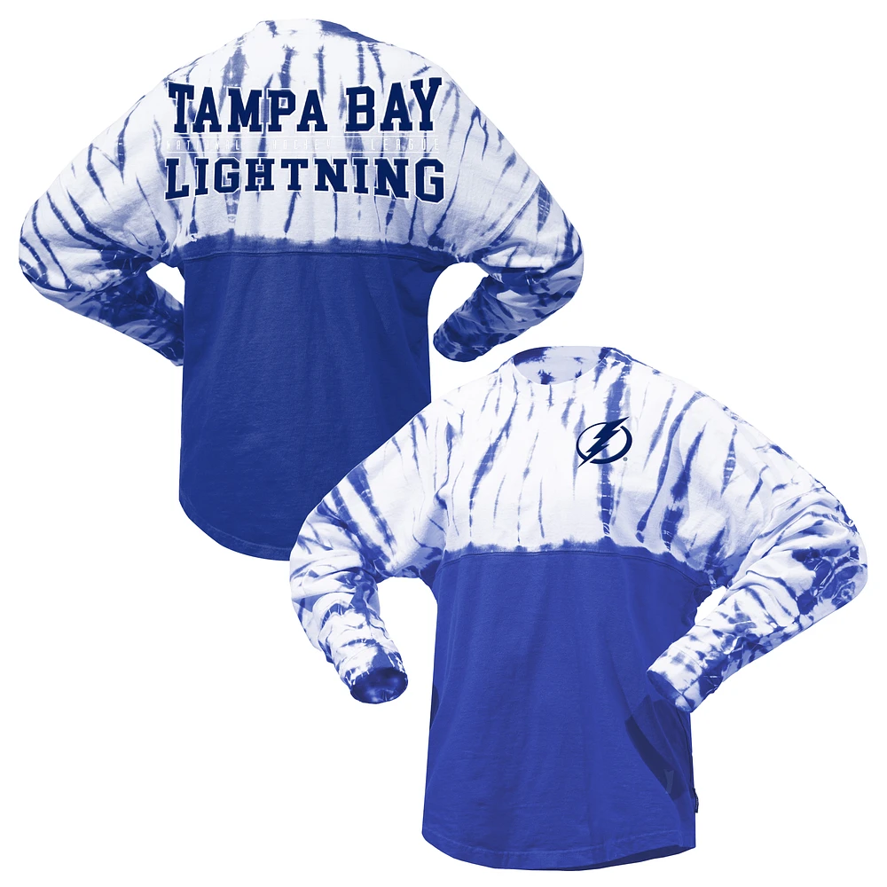 Unisex Spirit Jersey Blue Tampa Bay Lightning Crystal Half Dye Long Sleeve T-Shirt