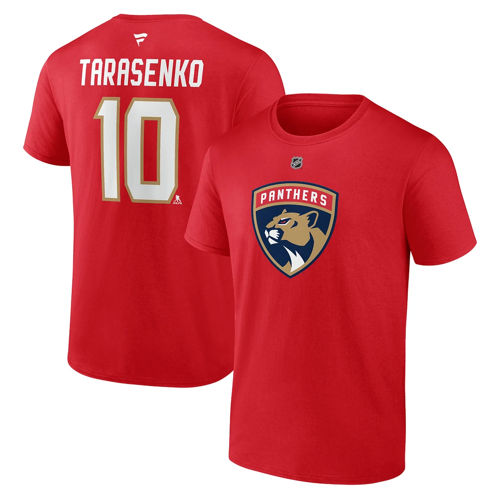 Men's Fanatics Vladimir Tarasenko Red Florida Panthers Authentic Stack Name & Number T-Shirt