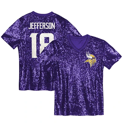 Women's Justin Jefferson Purple Minnesota Vikings Player Name & Number V-Neck Fashion Jersey