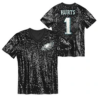 Women's Jalen Hurts Black Philadelphia Eagles Player Name & Number V-Neck Fashion Jersey