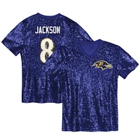 Women's Lamar Jackson Purple Baltimore Ravens Player Name & Number V-Neck Fashion Jersey